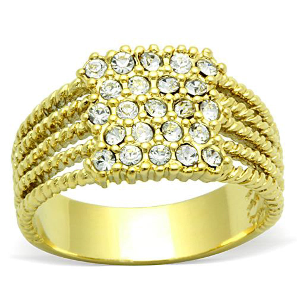 .34 Ct Crystal 14k Gold Ion Plated Stainless Steel Cocktail Fashion Ring Sz 5-10